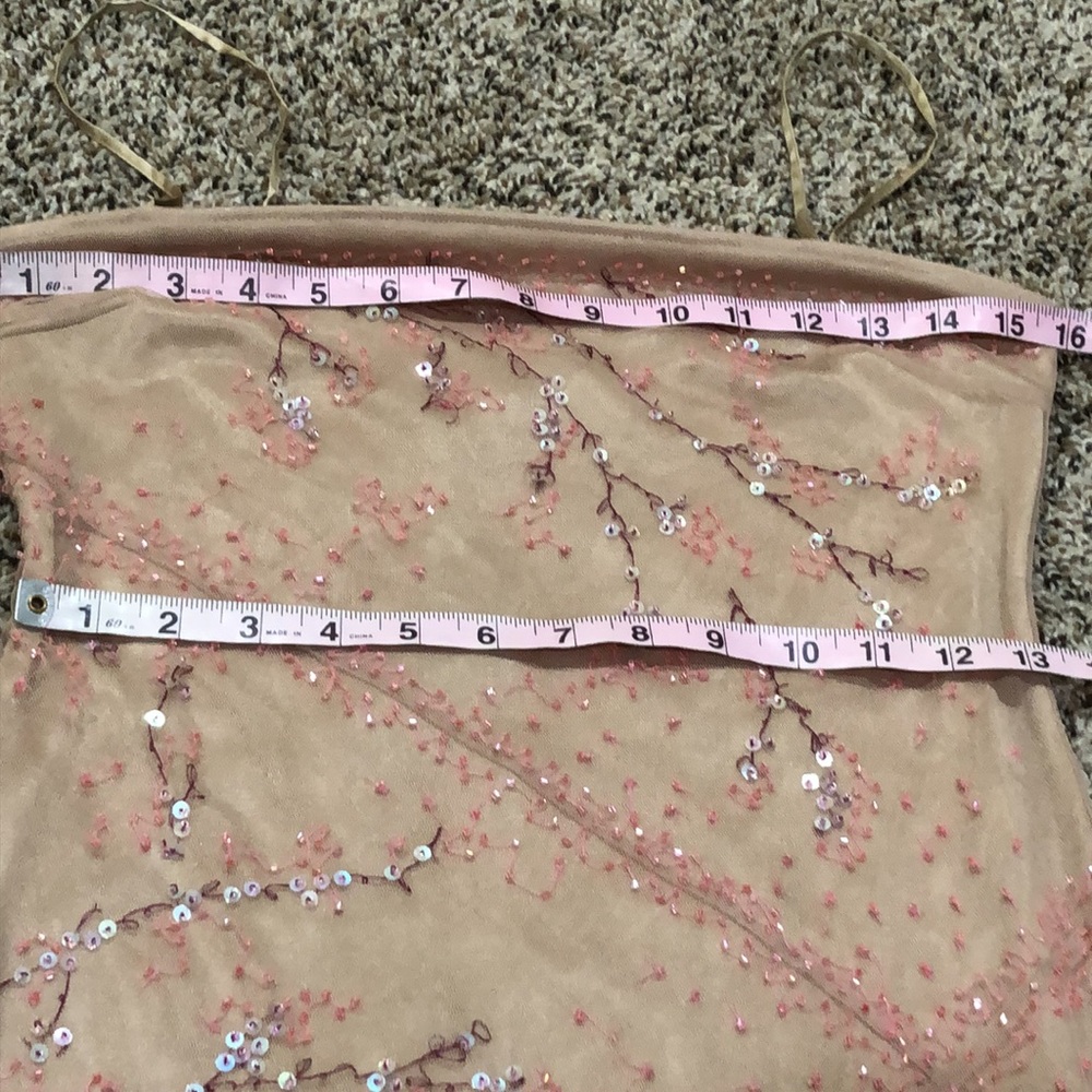 SOLD NWT BCBGMAXAZRIA Collection Gown Size 2 Nude Pink Sequin Floral Embroidery - Picture 9 of 12